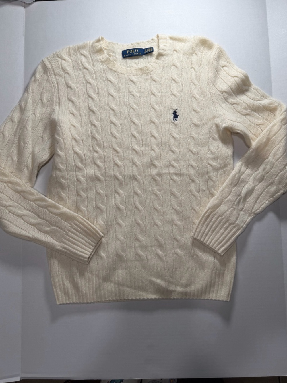 Ralph Lauren Cream Cable Knit Crewneck Sweater